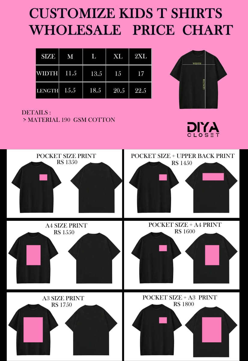 Diya Closet kids collection DTF printed t-shirt
